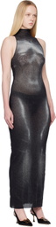 Jean Paul Gaultier Black & Silver 'The Long Silver Body Dust' Maxi Dress