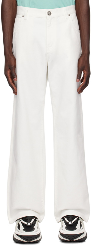 Photo: Balmain White Straight-Leg Jeans