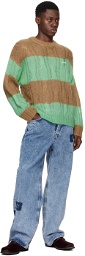 GANNI Brown & Green Striped Sweater