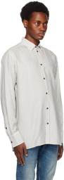 Golden Goose White & Black Striped Shirt