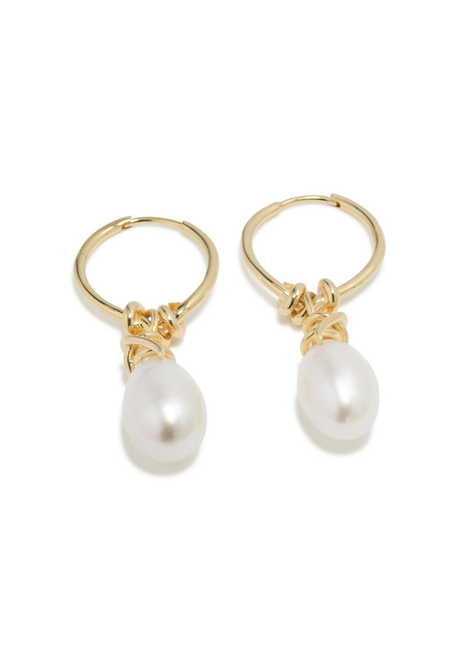 Completedworks Pearl and 18kt Gold Vermeil Hoop Earrings - One Size