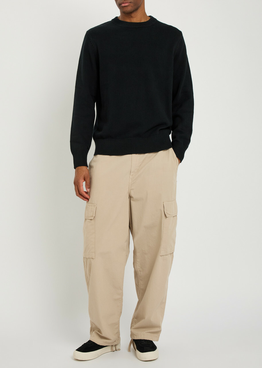 Les Deux Gary Globe Printed Cotton Jumper Black