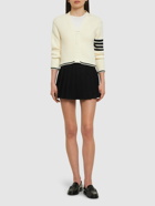THOM BROWNE Cable Knit Cropped V Neck Cardigan