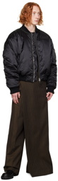 Jean Paul Gaultier Black Stand Collar Bomber Jacket