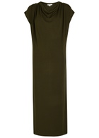 Vince Draped Jersey Midi Dress Green