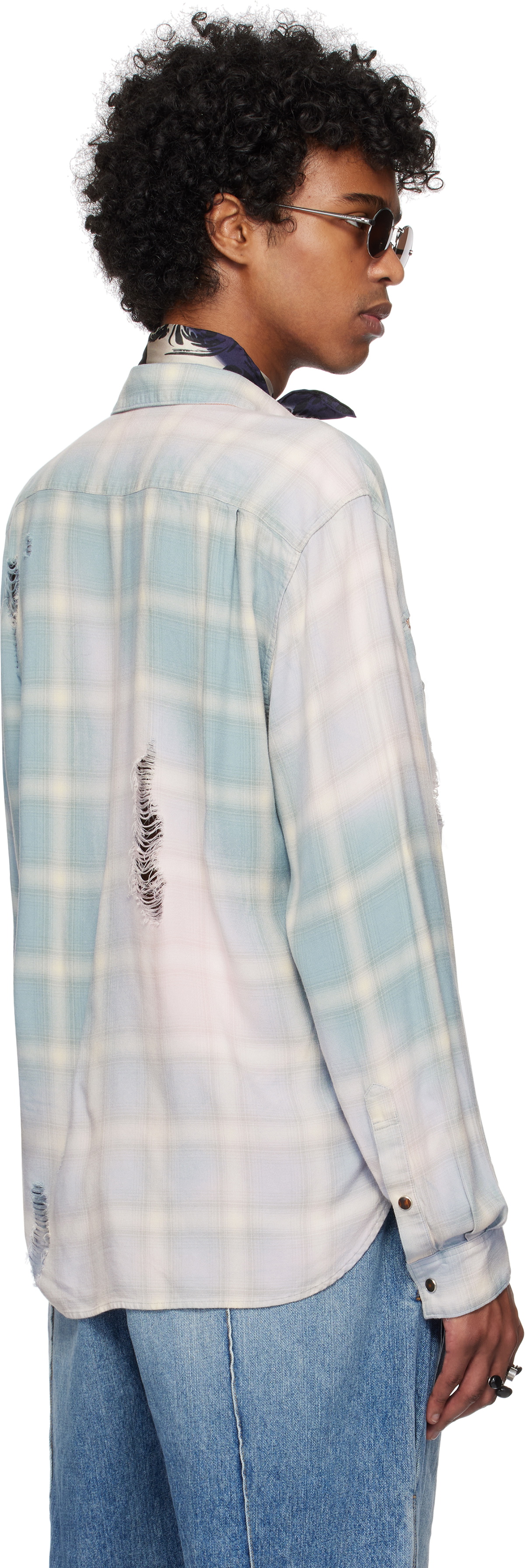 Khoki Blue Vintage-Effect Shirt
