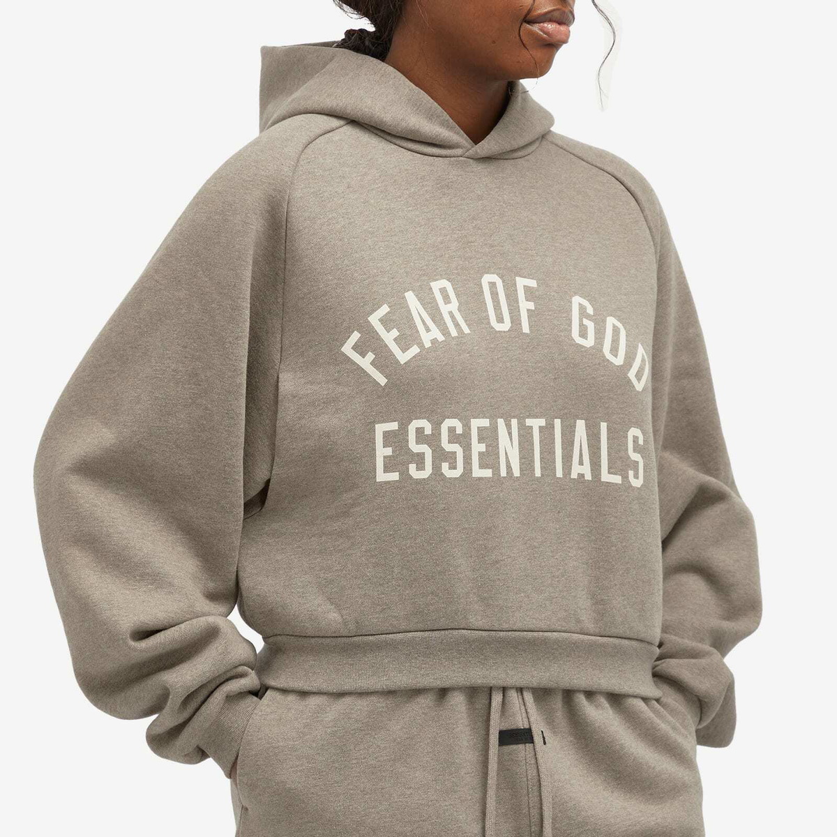 Fear of God ESSENTIALS Women's Fleece Cropped Hoodie in Heather