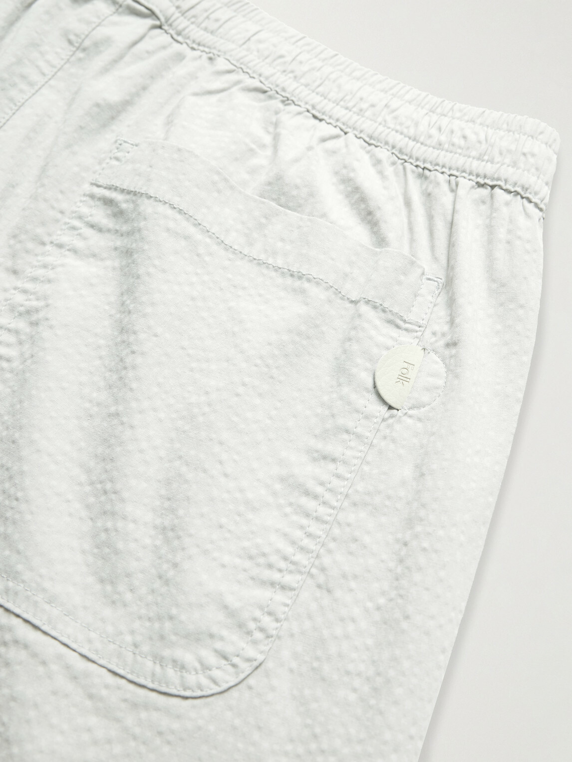 Folk - Straight-Pleated Cotton-Blend Seersucker Trousers - Gray