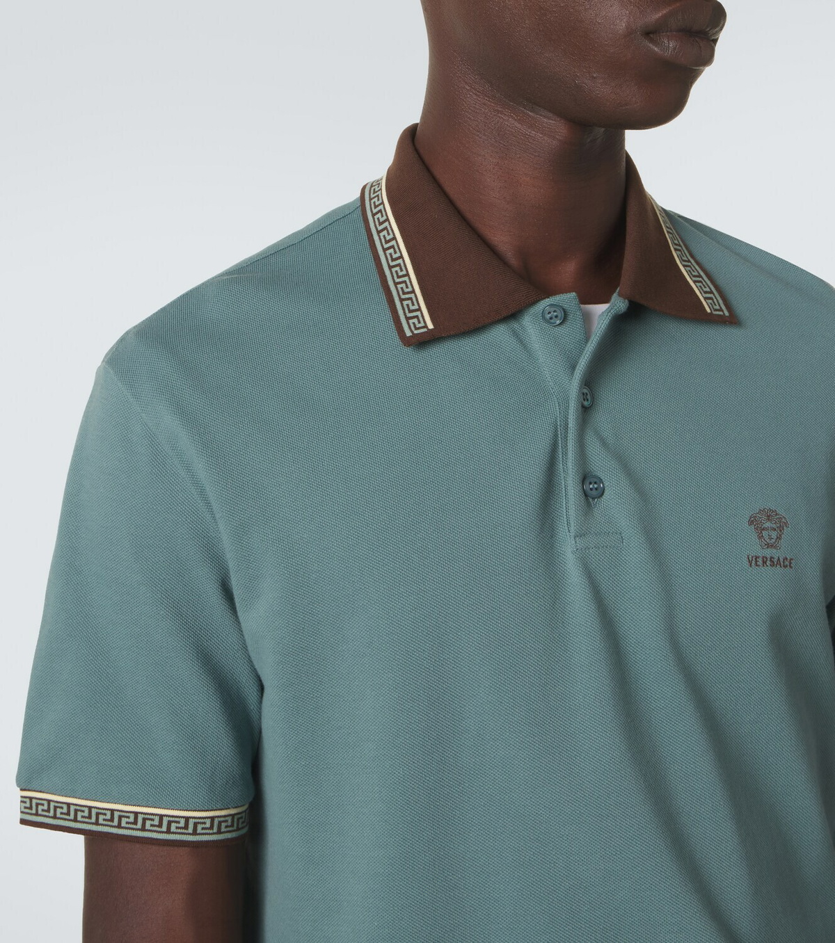 Versace Greca cotton piqué polo shirt