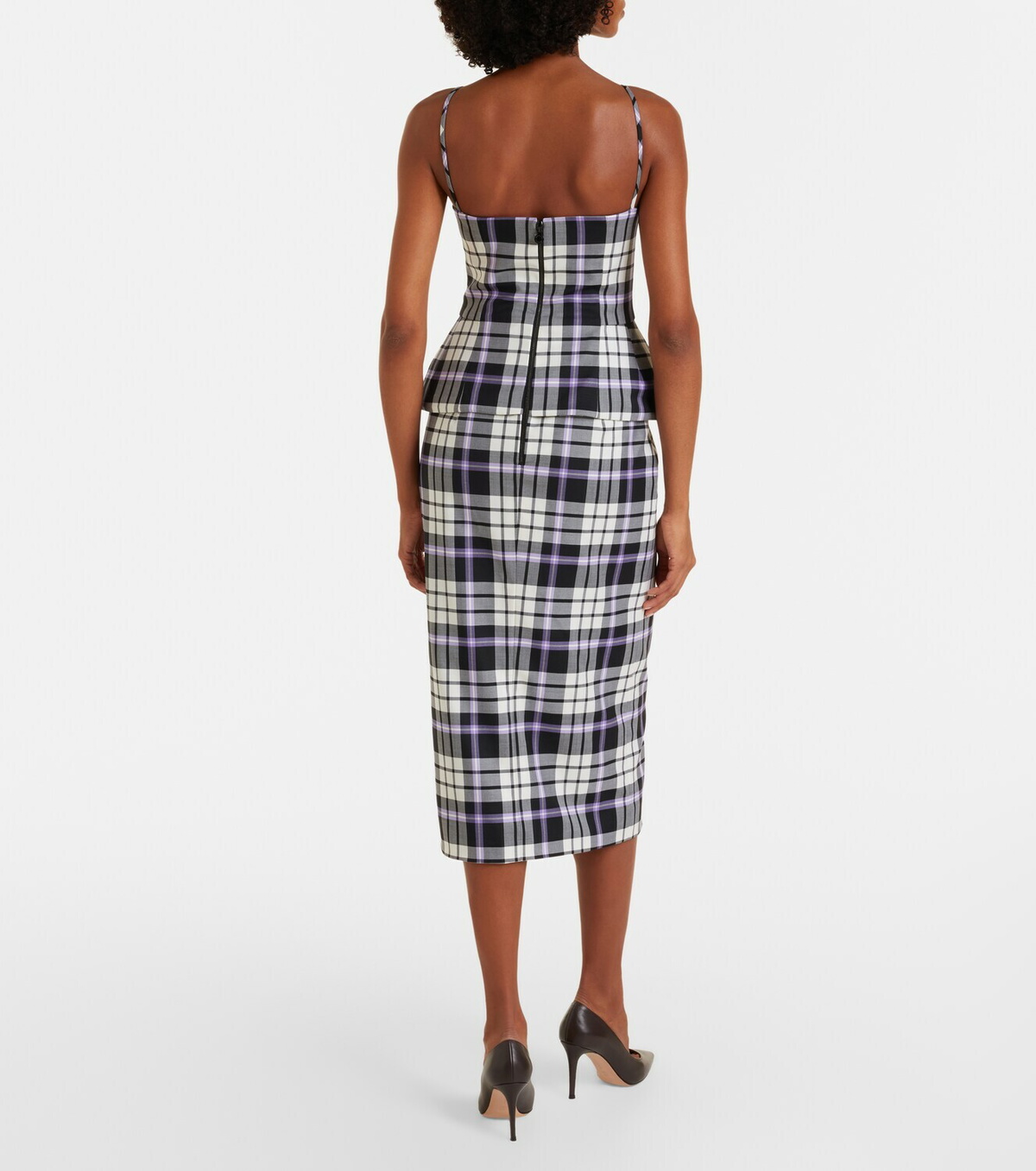 Carolina Herrera Checked trompe l’œil wool midi dress
