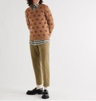 GUCCI - Slim-Fit Logo-Jacquard Wool Sweater - Brown
