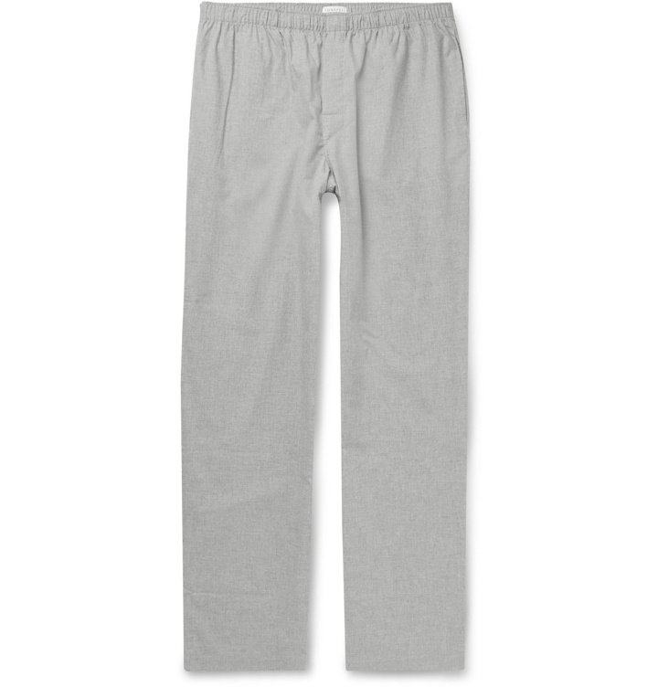 Photo: Sunspel - Mélange Cotton-Poplin Pyjama Trousers - Gray