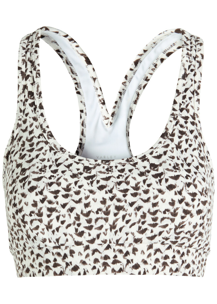 Varley Move Selma Printed Stretch-jersey bra White