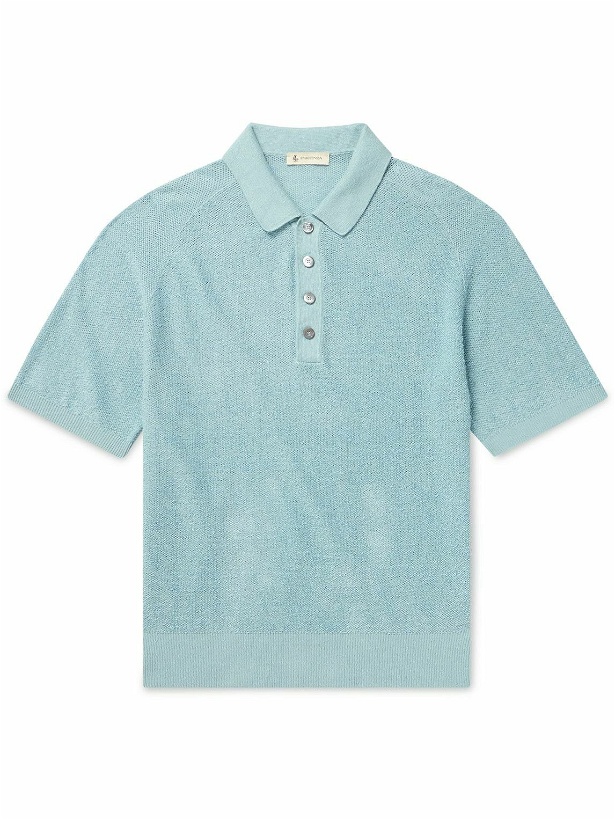 Photo: Piacenza Cashmere - Open-Knit Linen and Cotton-Blend Polo Shirt - Blue