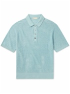 Piacenza Cashmere - Open-Knit Linen and Cotton-Blend Polo Shirt - Blue