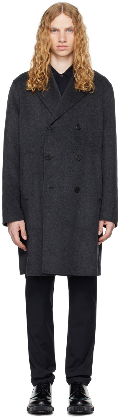 Theory Black Melton Coat