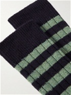 William Lockie - Striped Cashmere-Blend Socks - Blue