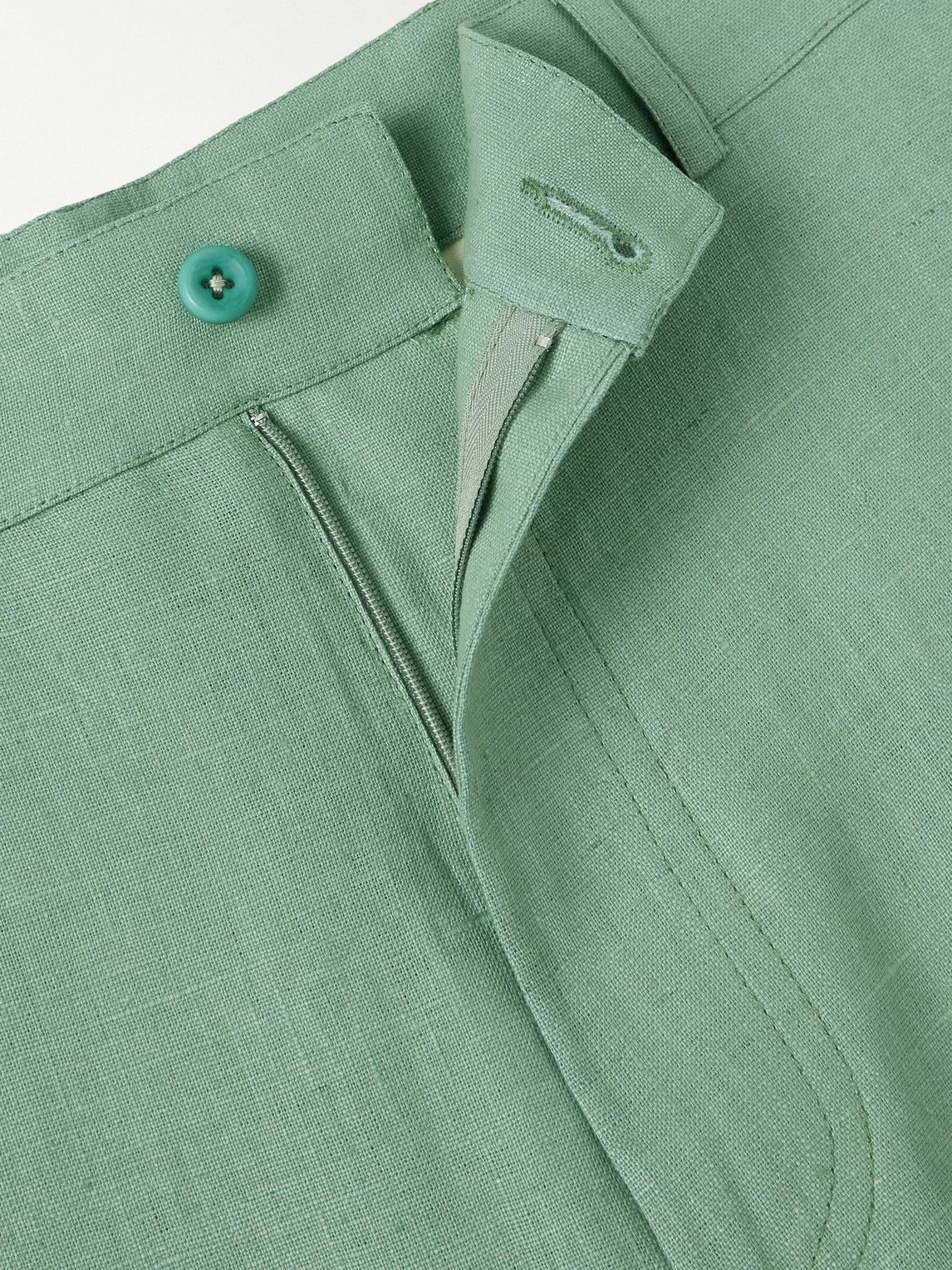 De Bonne Facture - Balloon Barrel-Leg Linen Trousers - Green