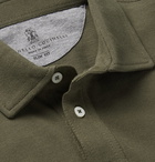 Brunello Cucinelli - Slim-Fit Layered Cotton-Piqué Polo Shirt - Green