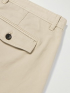 Mr P. - Daniel Tapered Pleated Garment-Dyed Organic Cotton-Twill Trousers - Neutrals