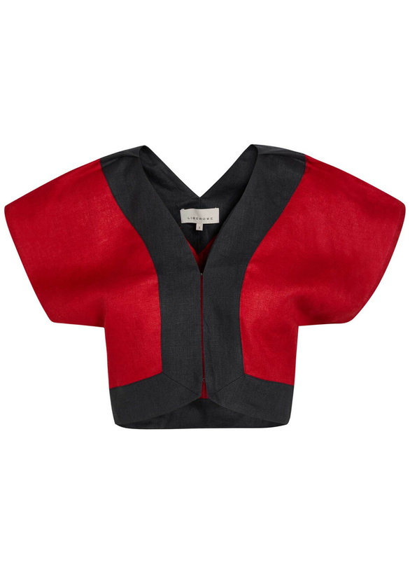 Photo: Liberowe Havi Panelled Cropped Linen top Red