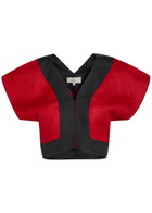Liberowe Havi Panelled Cropped Linen top Red