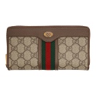 Gucci Beige GG Ophidia Zip Around Wallet
