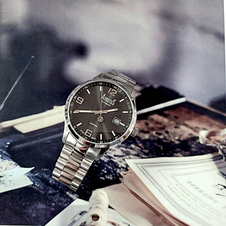 Photo: Arbutus Swiss-made Collection Automatic Black Dial Mens Watch ARS1613SBS