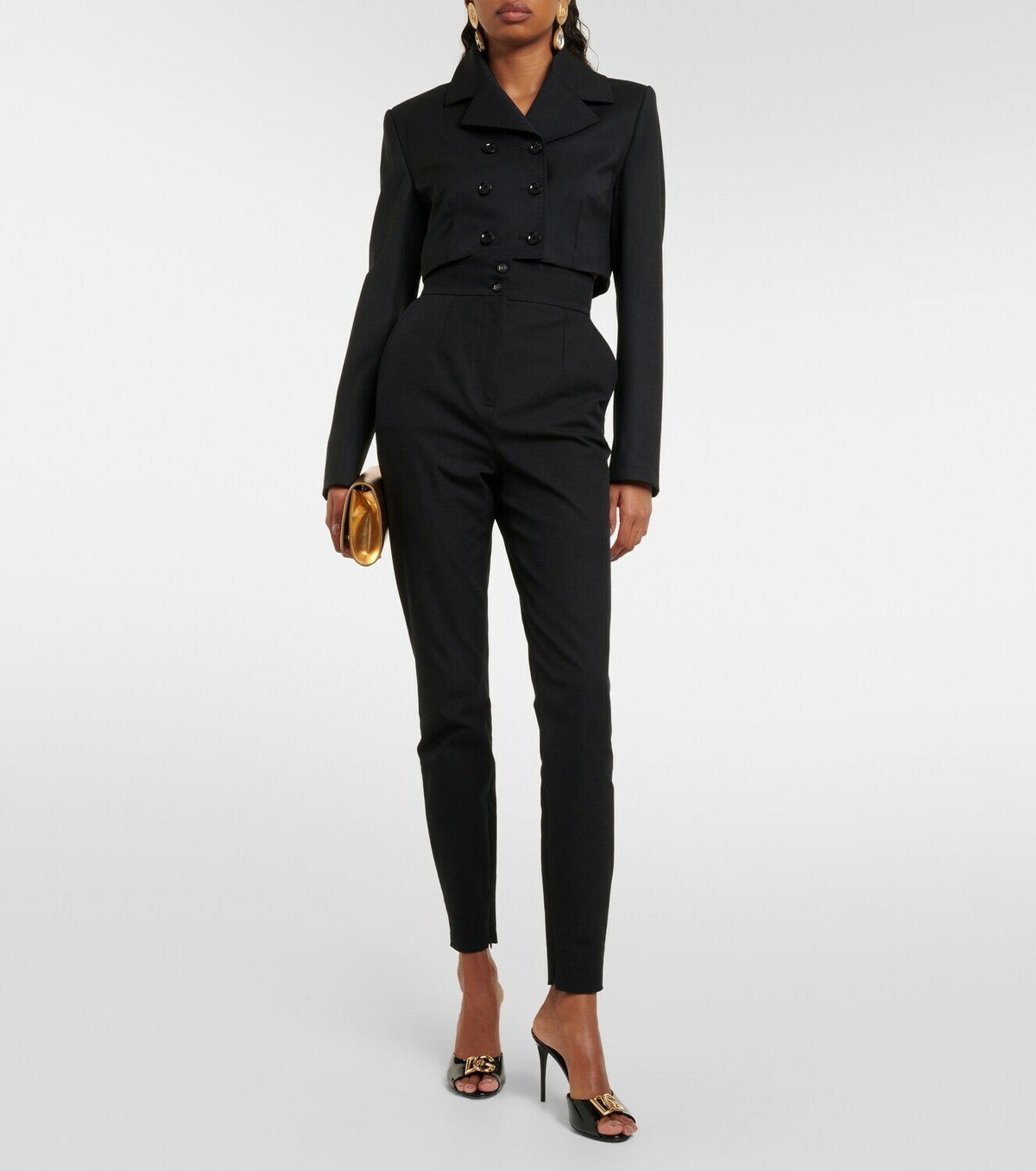 Dolce & Gabbana☆カットアウト付きパテントレザーDGミュール Patent leather mules with DG logo in Black for Women