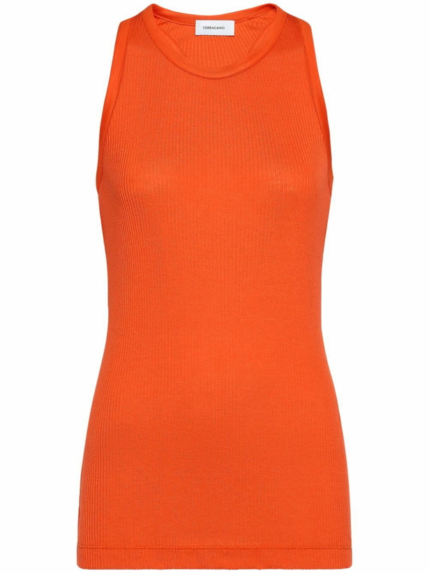 Photo: Ferragamo Orange Ribbed Tank Top