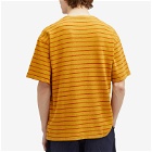 Kestin Men's Fly Pocket T-Shirt in Ochre/Tangerine Stripe