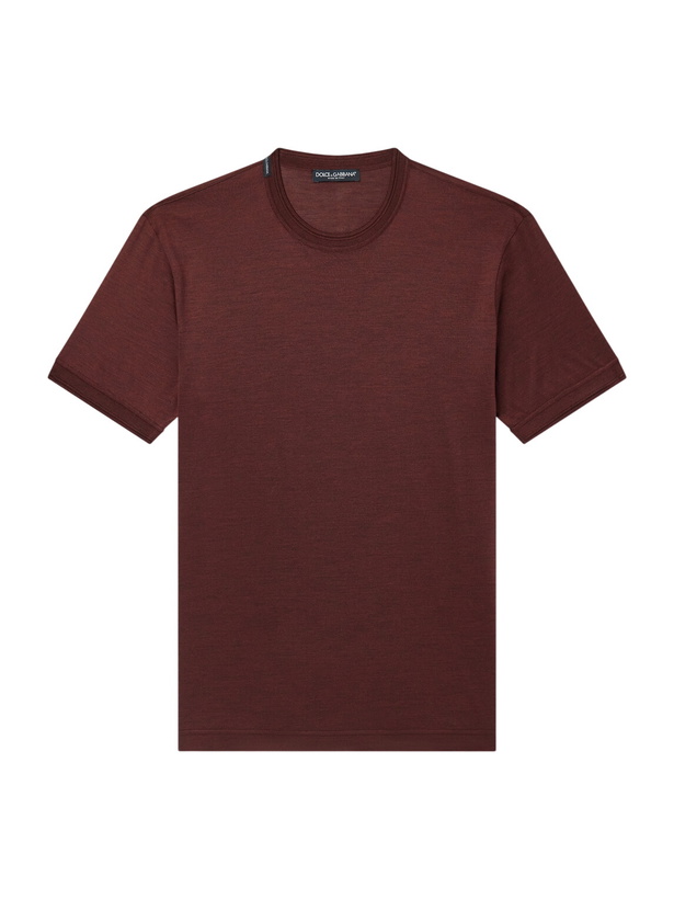 Photo: Dolce&Gabbana - Silk-Jersey T-Shirt - Red