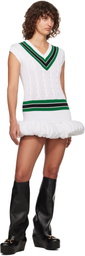 LAURA ANDRASCHKO White Knitted Tennis Bubble Minidress