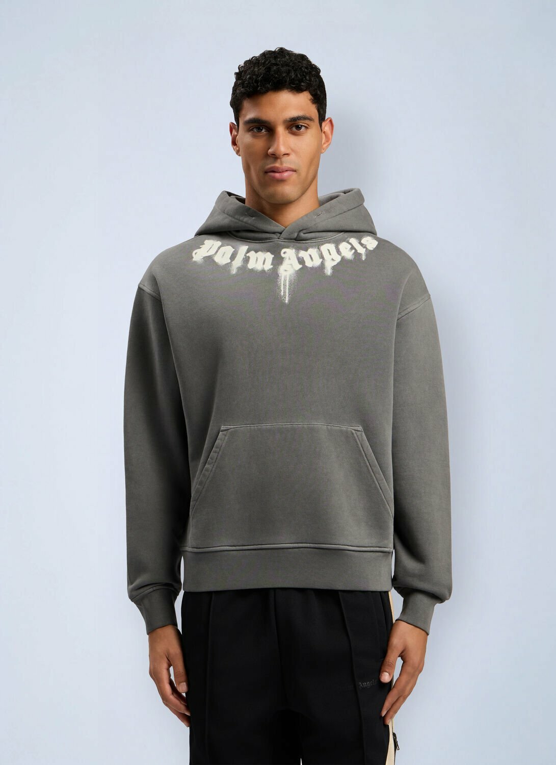 Palm Angels Neck Logo Regular Hooded Sweatshirt