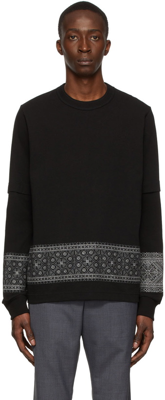 Photo: Sacai Black Cotton Embroidery Long Sleeve T-Shirt