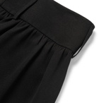 SAINT LAURENT - Pleated Glittered Silk-Blend Trousers - Black