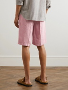 Lardini - Straight-Leg Pleated Linen Drawstring Shorts - Pink