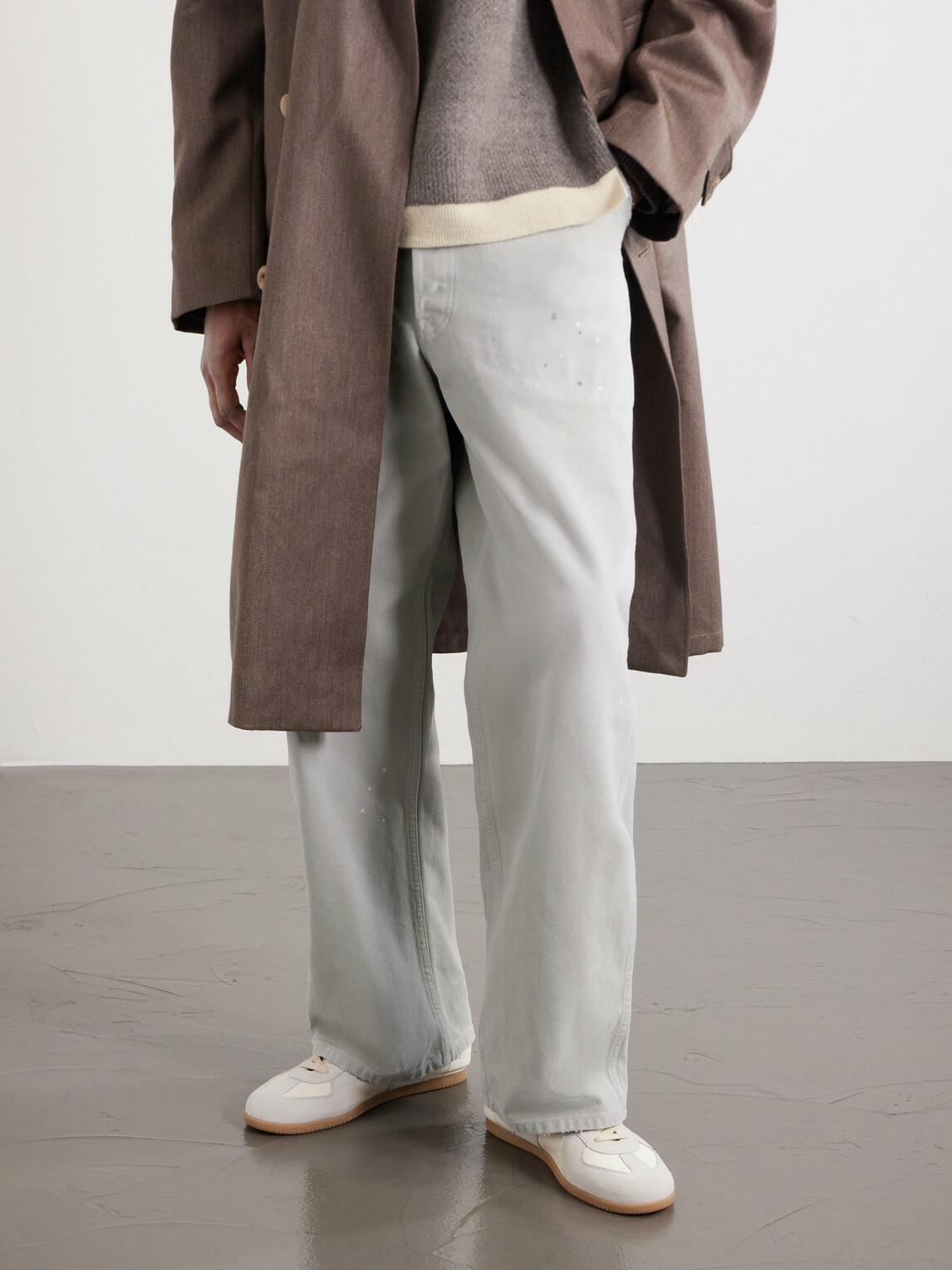 Maison Margiela - Replica Suede-Trimmed Leather Sneakers - Neutrals