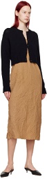 AURALEE Brown Wrinkled Midi Dress