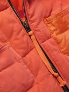 Greg Lauren - Faux Fur and Ripstop-Trimmed Quilted Cotton-Blend Twill Hooded Jacket - Orange
