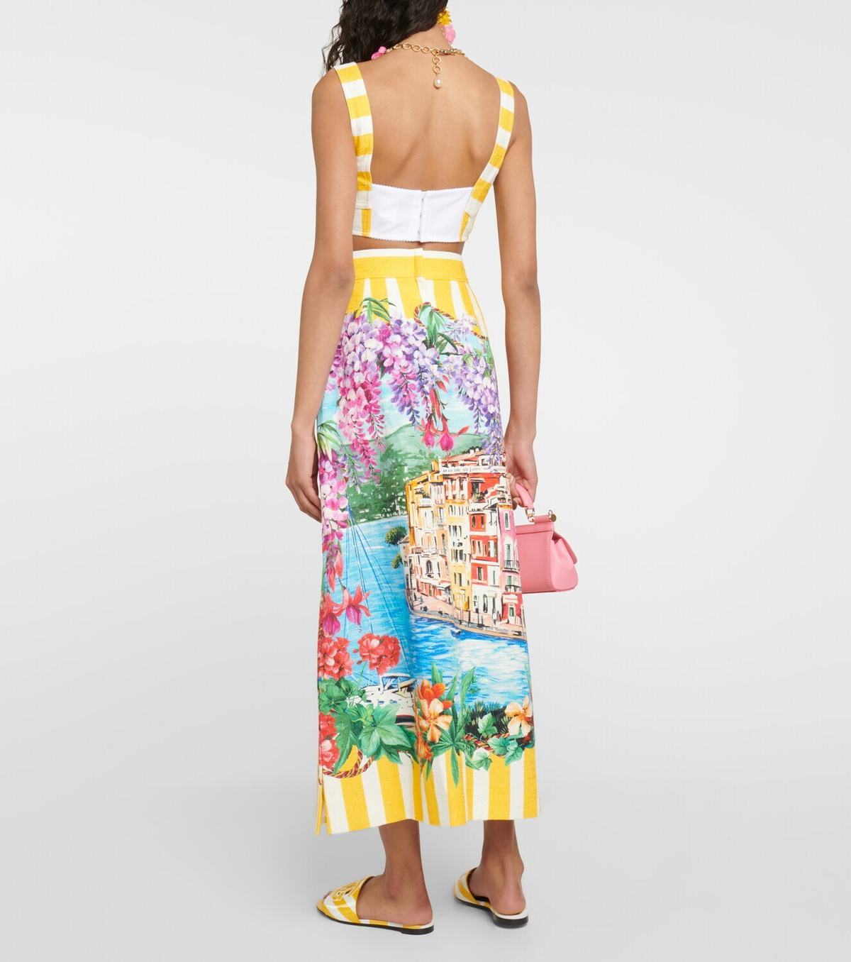 Dolce&Gabbana Portofino printed cotton midi skirt Dolce
