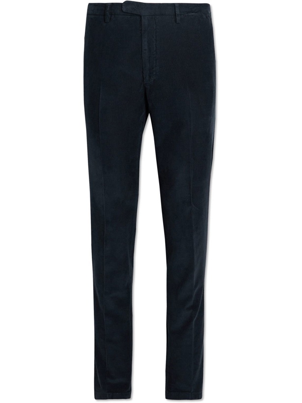 Photo: Boglioli - Slim-Fit Tapered Garment-Dyed Cotton-Blend Corduroy Trousers - Blue