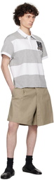 GmbH White & Gray Paneled Polo
