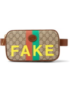 GUCCI - Printed Leather-Trimmed Monogrammed Coated-Canvas Belt Bag - Brown