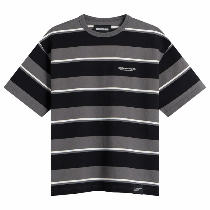 Photo: Neighborhood Men's Border Stripe Logo T-Shirt in Gray