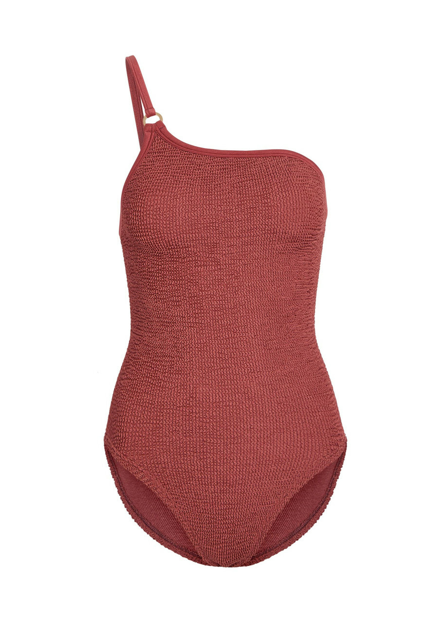 Hunza G Clara One-shoulder Crinkle Swimsuit - Rust - One Size