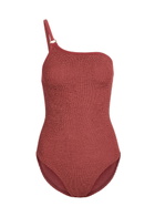 Hunza G Clara One-shoulder Crinkle Swimsuit - Rust - One Size