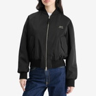 AMI Paris Women's Logo Bomber Jacket in Wool Gabardine Black