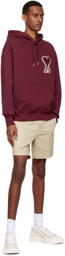 AMI Alexandre Mattiussi SSENSE Exclusive Burgundy Ami De Cœur Hoodie