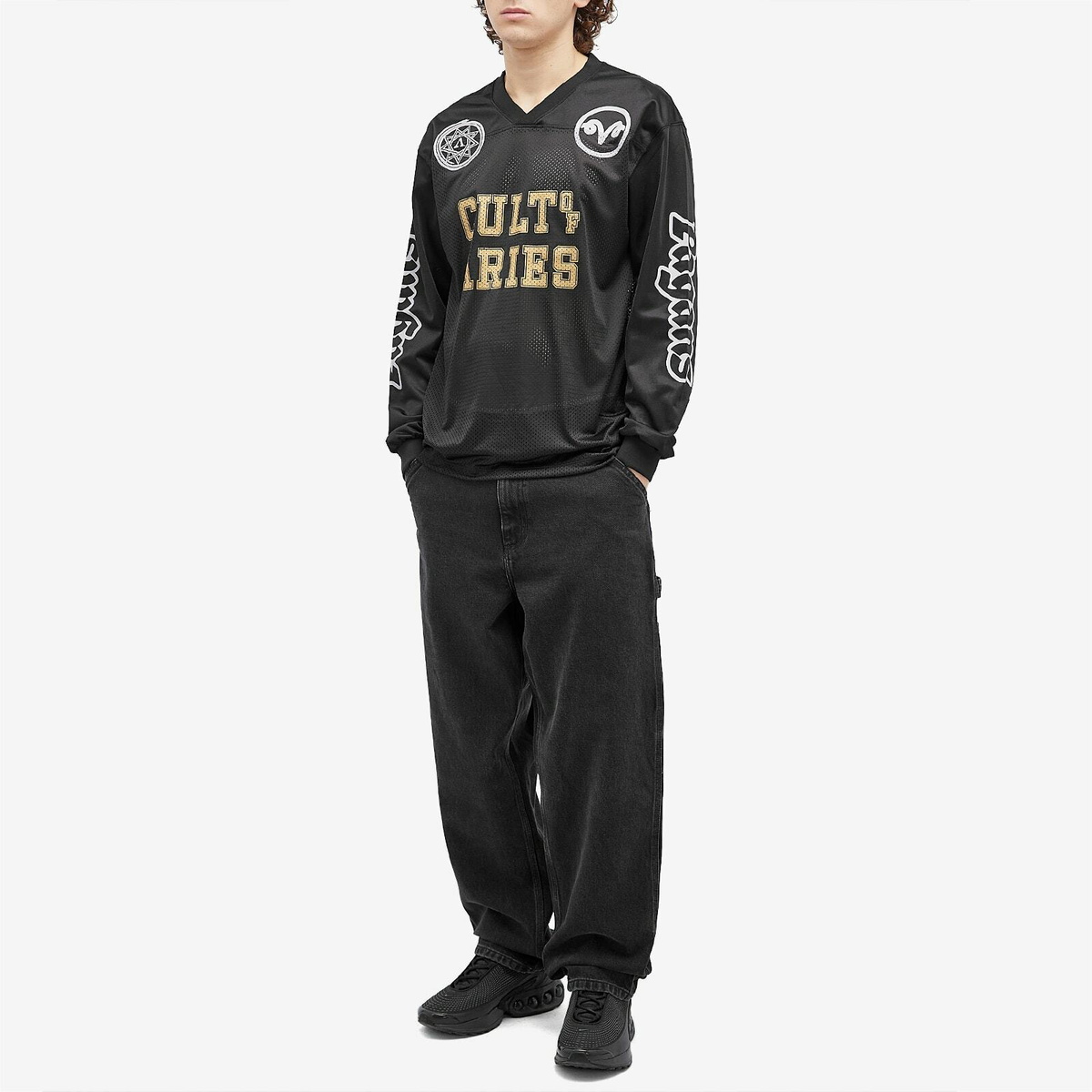 Aries Men's Cult Leader Airtex Jersey in Black ARIES